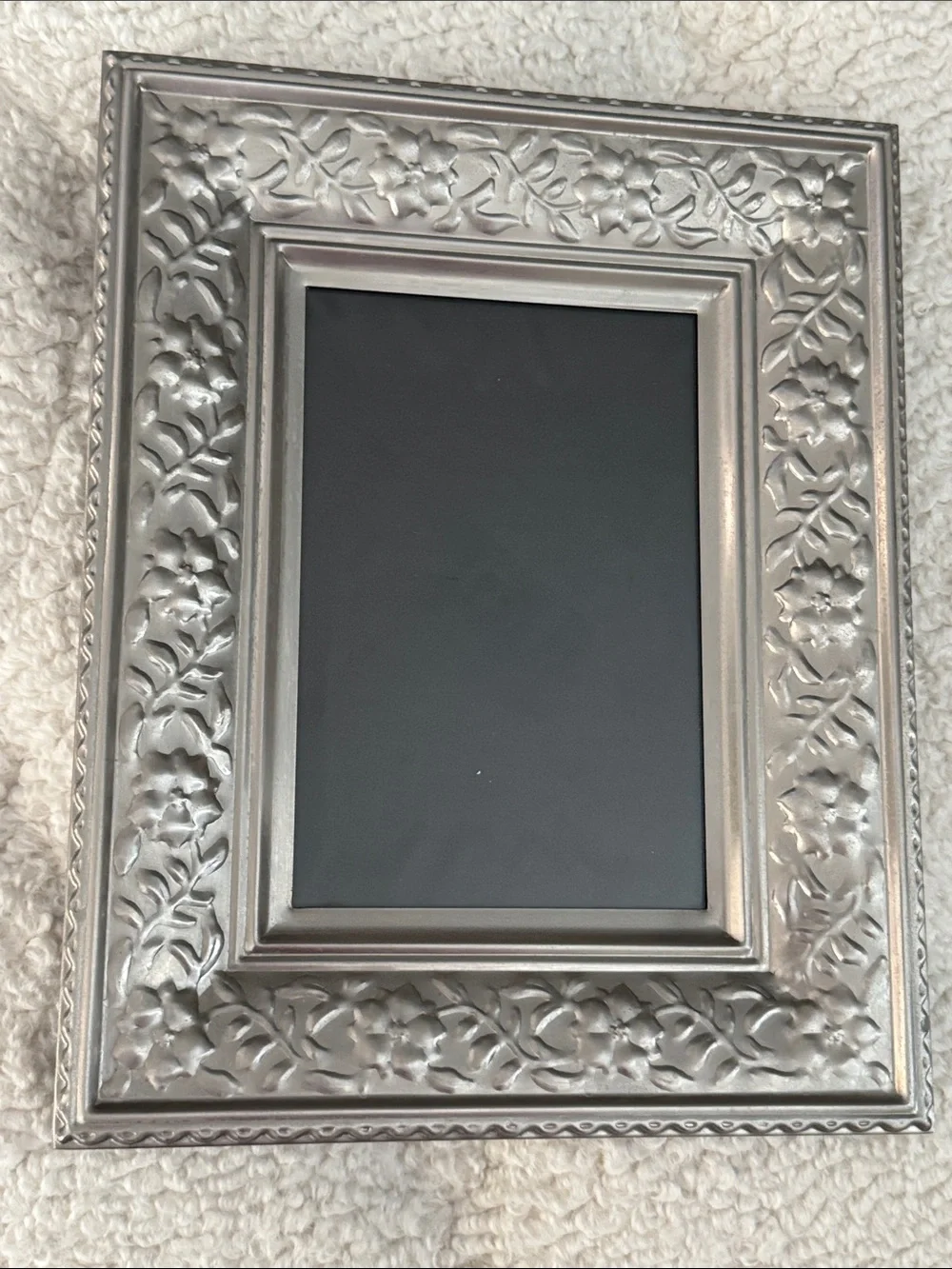Towle 5x7” Embossed Floral & Vine Silver Metal Frame